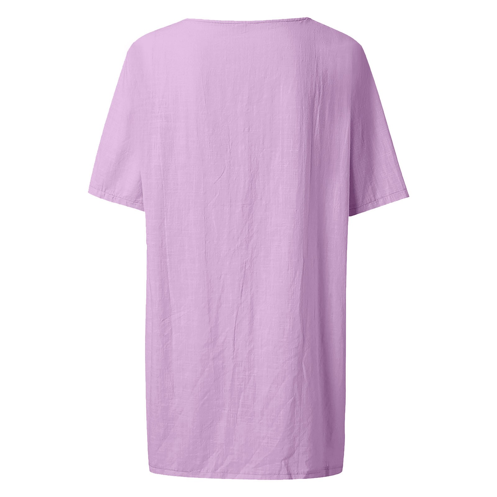thumbnail image 5 of Vestido camisero de manga corta con cuello en V para mujer: elegante vestido holgado de color liso para todas las estaciones (S-XXXXXL), 5 of 5
